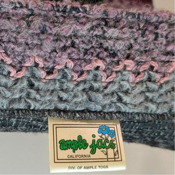 Vintage Ample Jacs California Chunky Purple Hues Knit Long Cardigan Whimsigoth - Picture 6 of 6